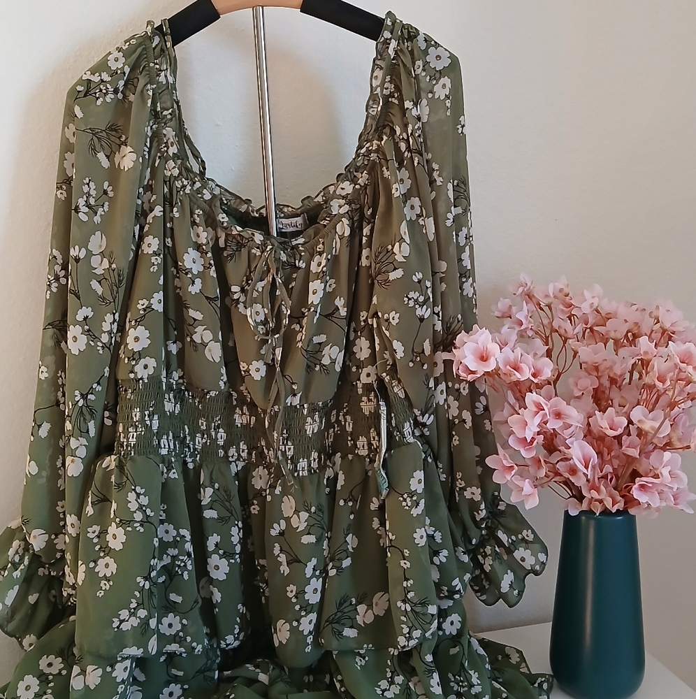📌 Justify Boho Floral Ruffle Peasant Dress – 2X (NWT!)